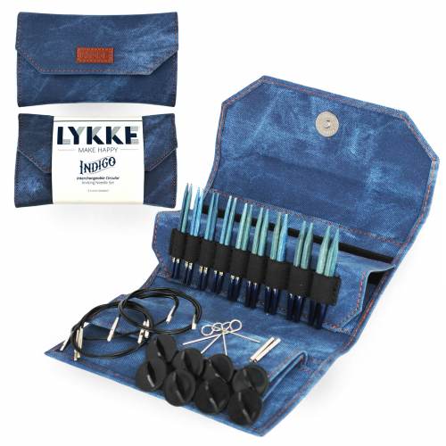 Lykke Interchangeable Knitting Needle Set - Size 3.5mm - Indigo Blue - Perfect for Knitting Sweaters, Scarves, and Blankets - Premium Wooden Needles for Smooth Stitching