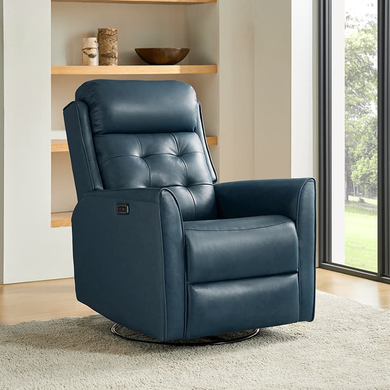 Felisa Genuine & PVC Leather Power Swivel Recliner Chair - Adjustable Electric Massage Recliner with USB Ports for Living Room, Home Theater, and Office Relaxation