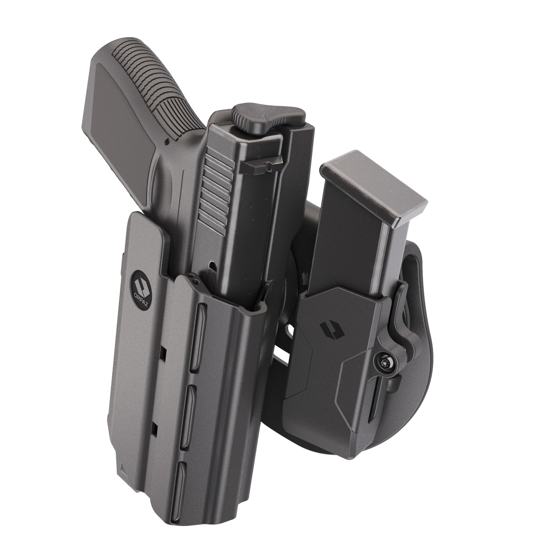 Orpaz T40 Left-Handed OWB Holster for Glock 19 with Light - Level II/III Retention, Compatible with Most Pistol Lights, Lasers & Optics | Tactical Carry, Range Training & Duty Use