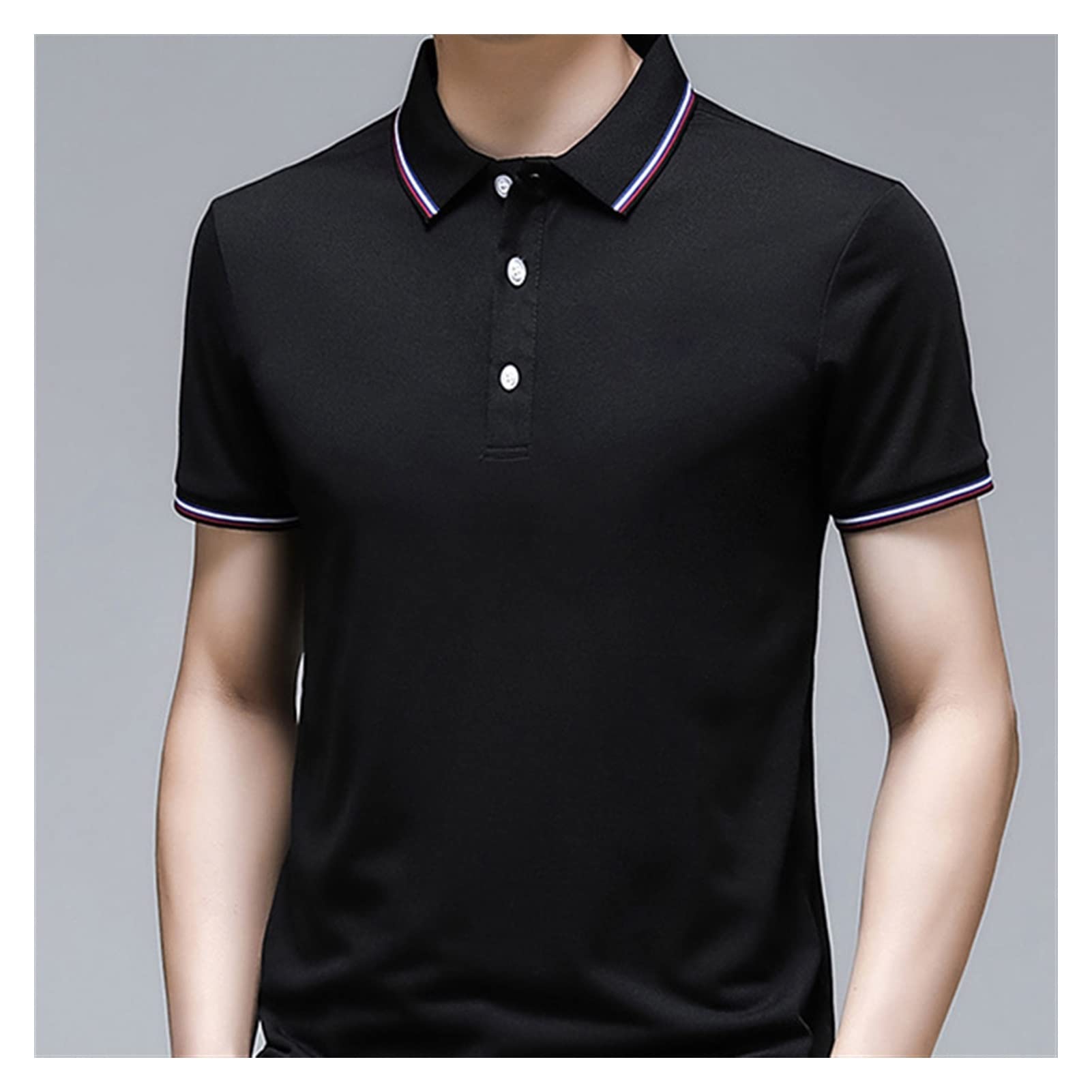 Men's Summer Short Sleeve Polo Shirt - Solid Color Casual Turn Down Collar Top | Breathable Comfort for Outdoor Activities, Golf & Beach Wear (Color A, Size XL)