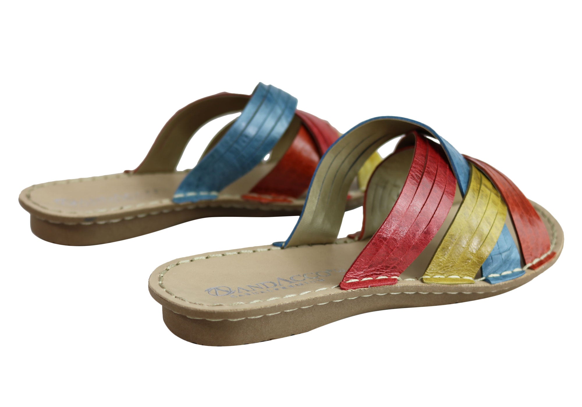 Andacco Memba Women's Comfortable Leather Slide Sandals - Handmade in Brazil - Perfect for Beach, Pool & Summer Vacations
