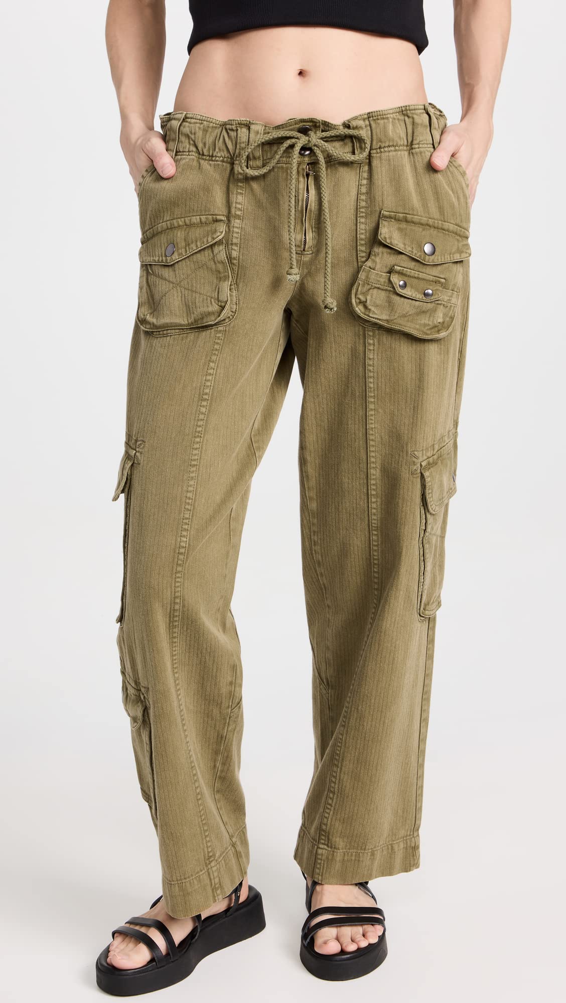 Free People Women's Tahiti Cargo Pants - Stylish Casual & Travel Pants with Multiple Pockets | Perfect for Hiking, Yoga, and Everyday Wear