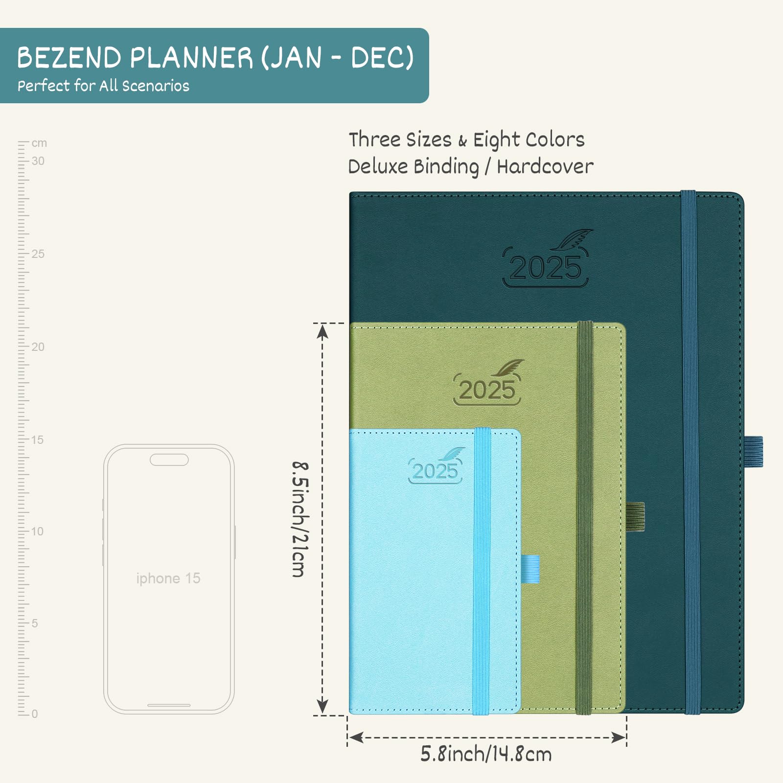 BEZEND 2025 Planner - Daily Weekly Monthly Organizer 5.8