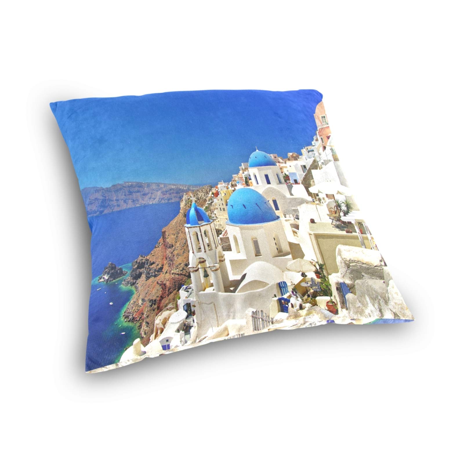 Blueangle Santorini Pillow Covers 16x16 Inch - Square Decorative Throw Pillow Cases for Sofa, Couch & Home Decor - Farmhouse Style Accent Pillows for Living Room, Bedroom & Outdoor Use