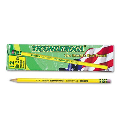 DIX13885 - Ticonderoga Yellow Wooden Pencils #2 HB, Pre-Sharpened, 12-Pack - Perfect for School, Office & Art Projects