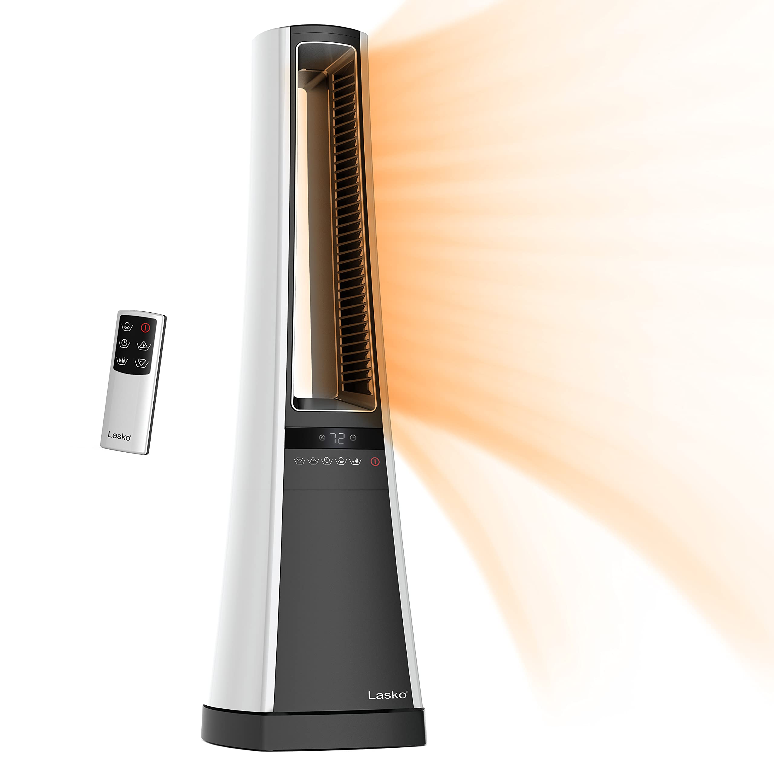 Lasko 1500W Bladeless Ceramic Tower Space Heater with Oscillation - Adjustable Thermostat, Timer, Remote Control & Safety Features (27