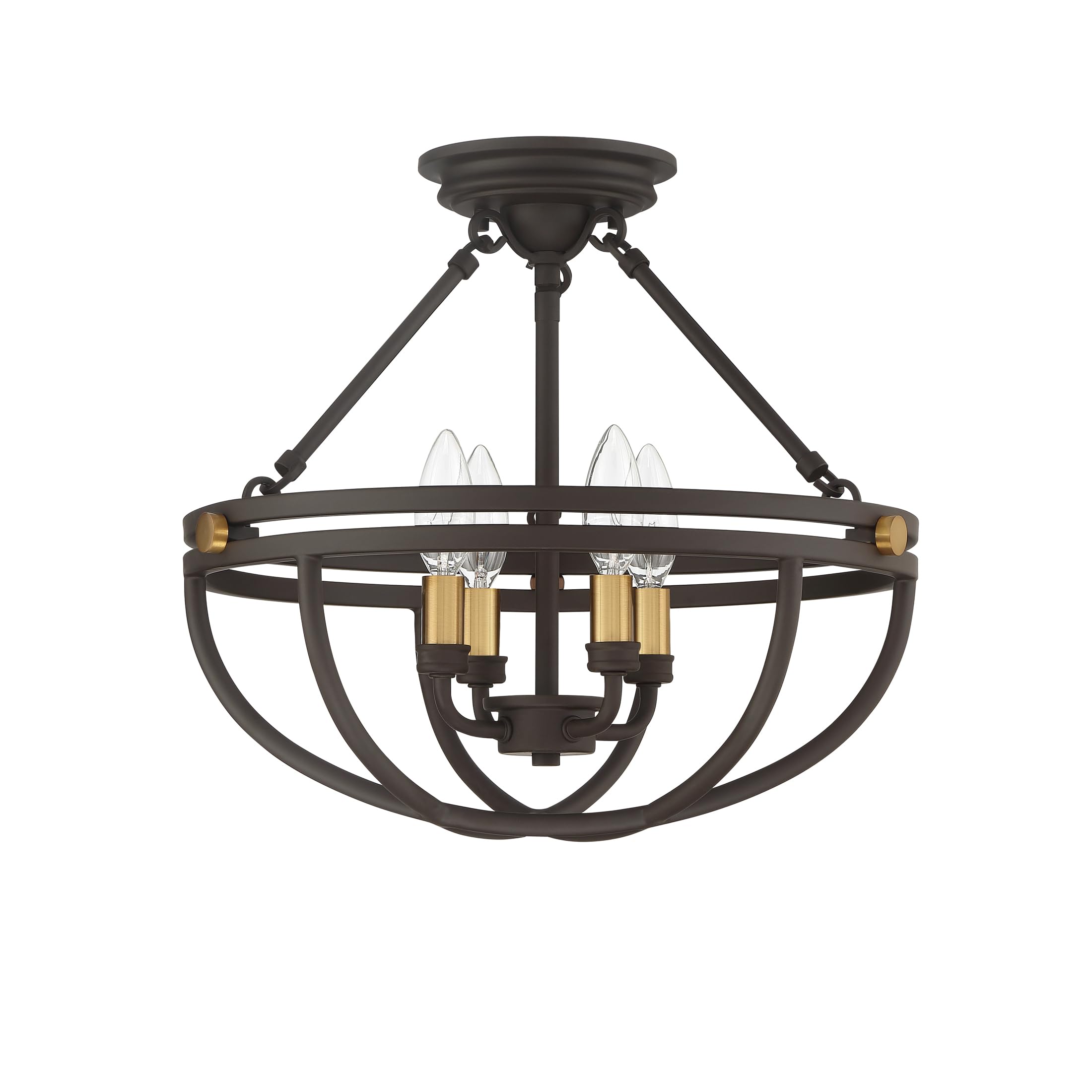 Quoizel Sergeant 4-Light Semi Flush Mount Ceiling Light Fixture - Western Bronze Finish, Resin Construction Modern Chandelier - Sloped Ceiling Compatible Pendant Lighting for Living Room, Bedroom & Dining Room