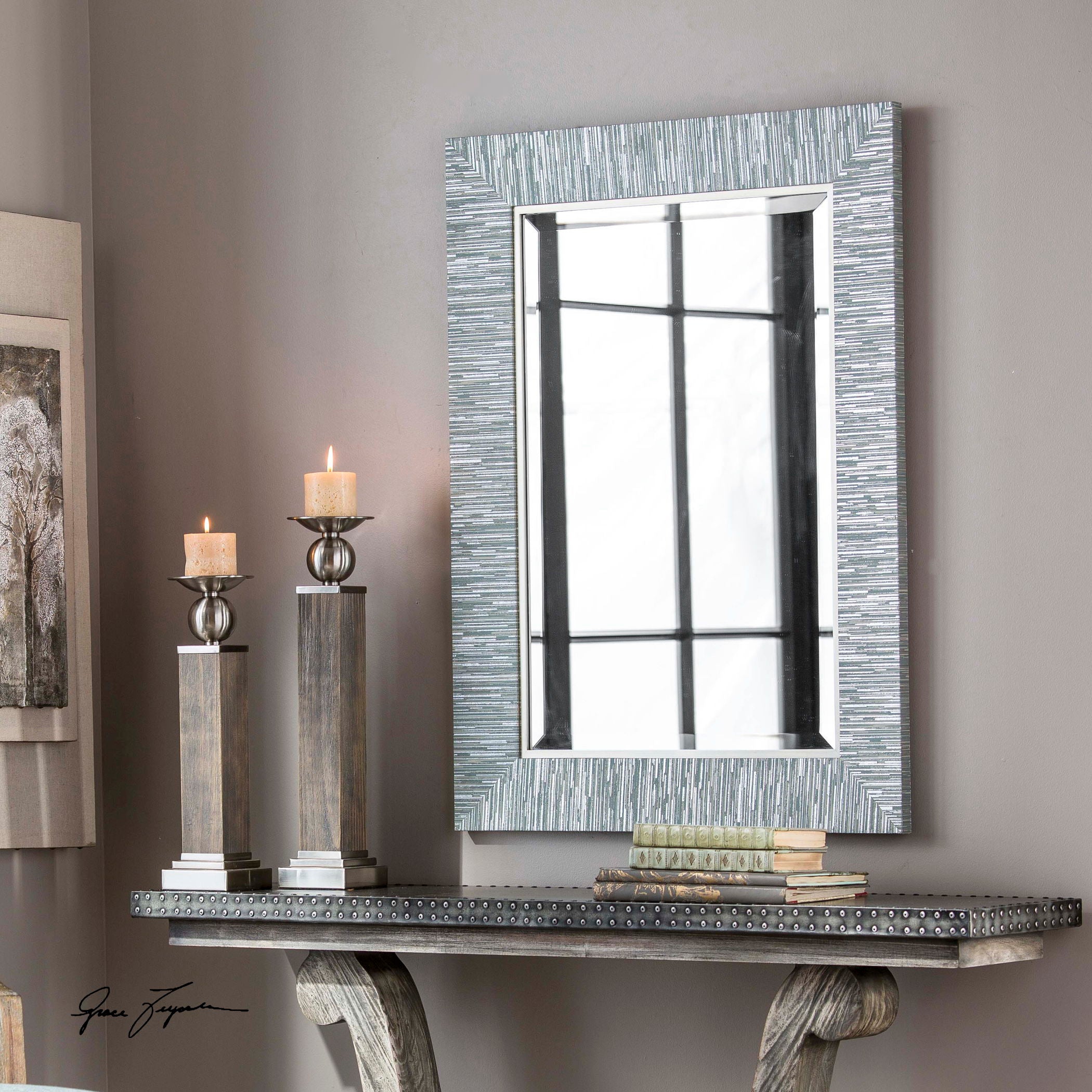 Belaya Wood Mirror Gray - Handcrafted Full-Length Wall Mirror with Rustic Wood Frame for Living Room, Bedroom, and Entryway Decor