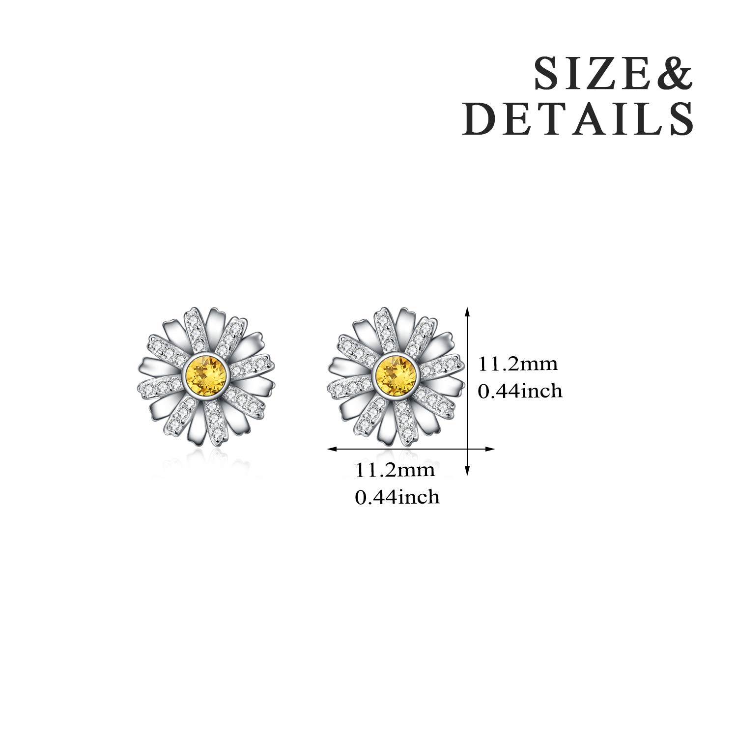 AOBOCO Sterling Silver Flower Stud Earrings with Crystals - Elegant Dainty Jewelry for Women, Perfect Birthday & Christmas Gift for Her - Ideal for Weddings, Parties, and Everyday Wear