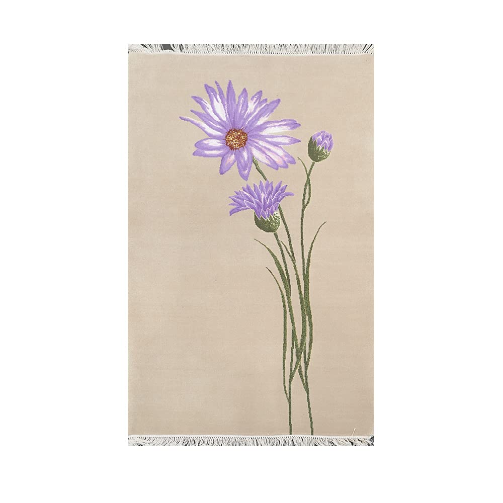 Handmade Wool and Silk Oriental Floral Rug - 3x4.7ft Chinese Art Decor Carpet for Living Room, Bedroom, Kitchen - Soft Bohemian Home Decor (Olive Green) | Perfect for Cozy Spaces, Boho Chic Interiors & Accent Floor Covering