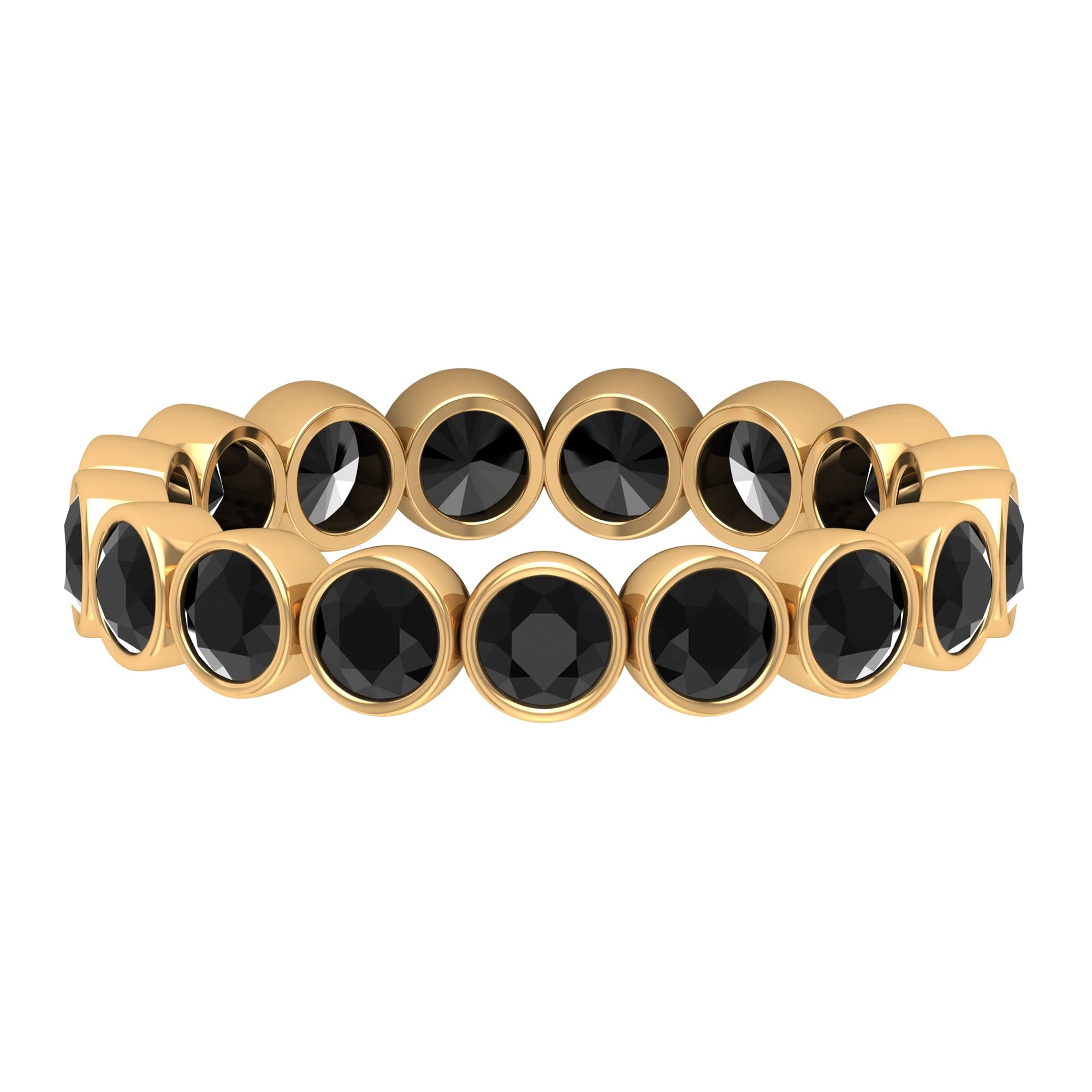 1.50 CT Black Onyx Eternity Ring for Women - 14K Solid Gold December Birthstone Ring - Elegant Stackable Band for Anniversary, Wedding & Everyday Wear