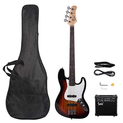 BRLUCKY Electric Bass Guitar with Amplifier Set - 4-String Jazz Bass & Power Wire Tools - Fast 3-7 Day Delivery - Perfect for Beginners, Home Practice & Live Performances