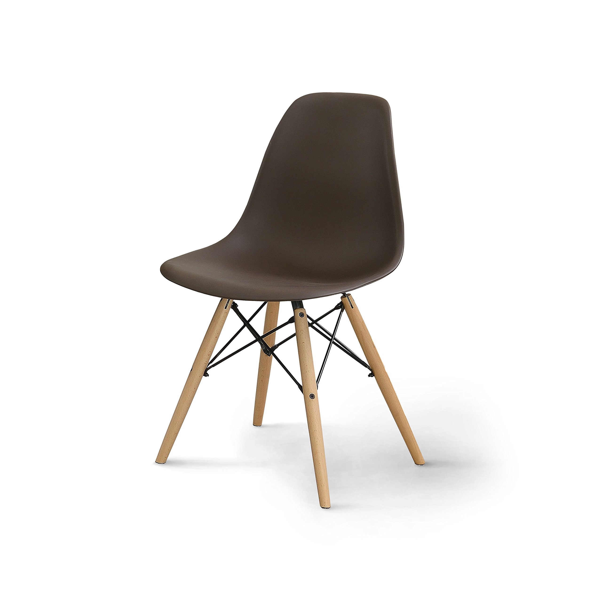 247SHOPATHOME Layla Accent Chair Dark Brown - Mid Century Modern Lounge Chair for Living Room, Bedroom & Office - Comfortable Upholstered Armchair with Wooden Legs