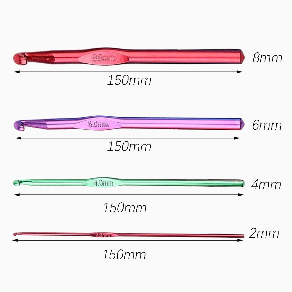 Premium 4-Piece Aluminum Crochet Hooks Set - Colorful Ergonomic Knitting Needles for Beginners & Professionals | Perfect for Yarn Crafts, DIY Projects & Gift Making