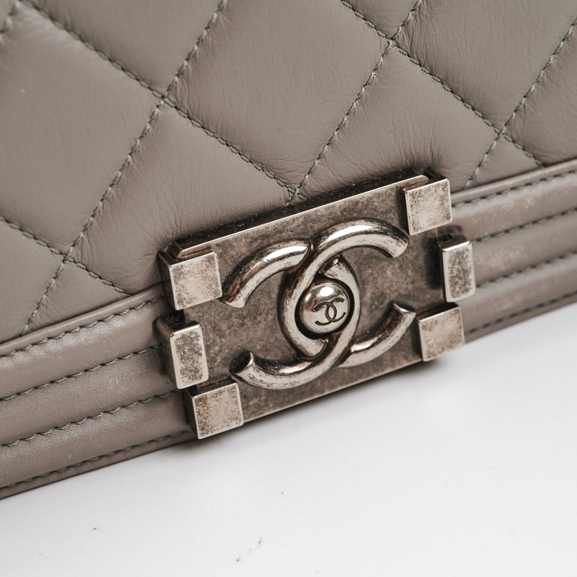 Chanel New Boy Lambskin Grey Leather Handbag - Luxury Designer Crossbody Bag for Women | Perfect for Evening Parties, Date Nights & Special Occasions