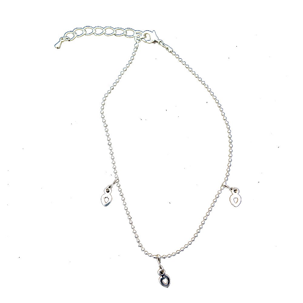 Elegant Silver Single Strand Anklet with Dangling Heart Charm - Perfect for Beach Outfits, Summer Weddings & Boho Fashion