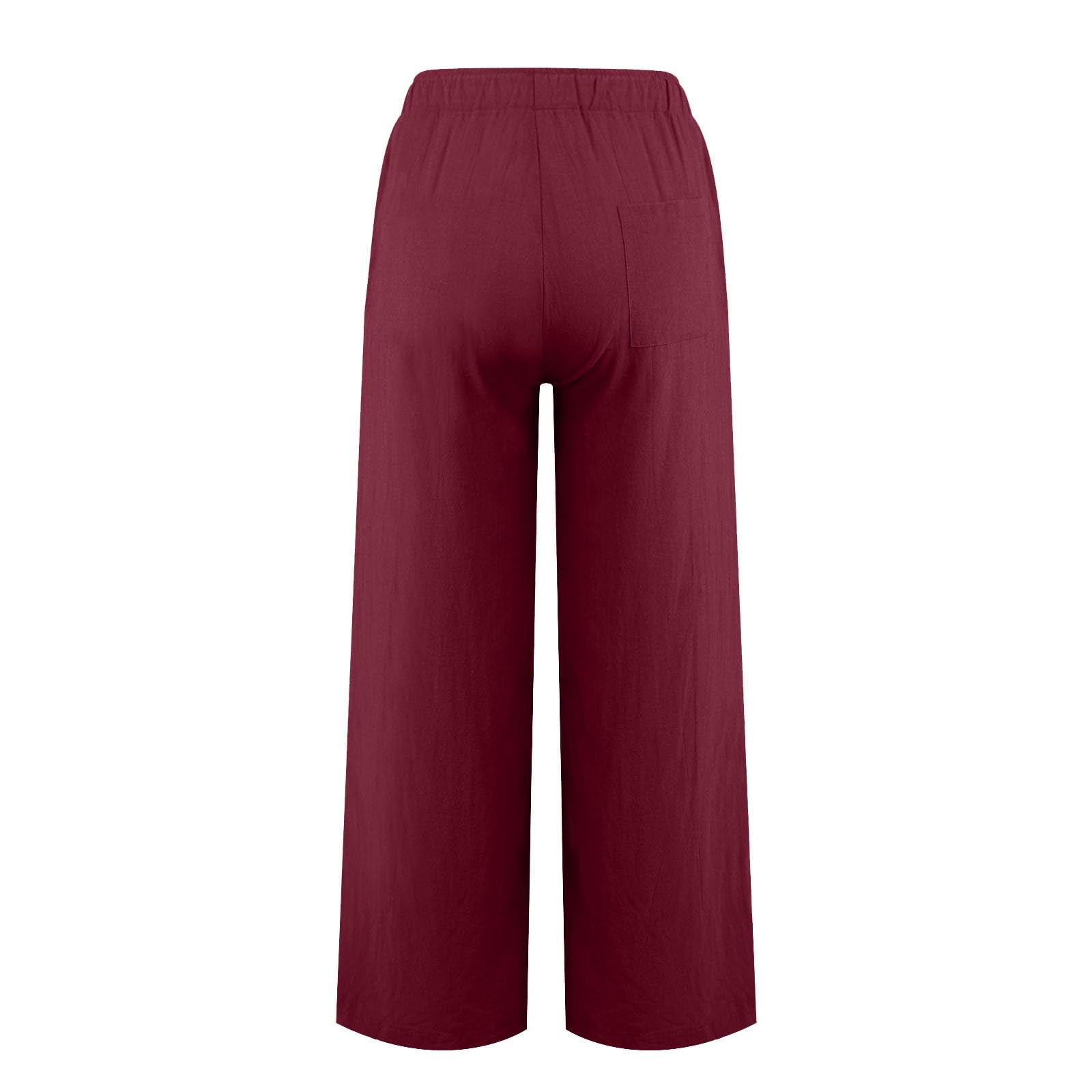 Women's Cotton Linen Palazzo Pants - High Waisted Summer Yoga Pants with Pockets for Casual Wear & Travel