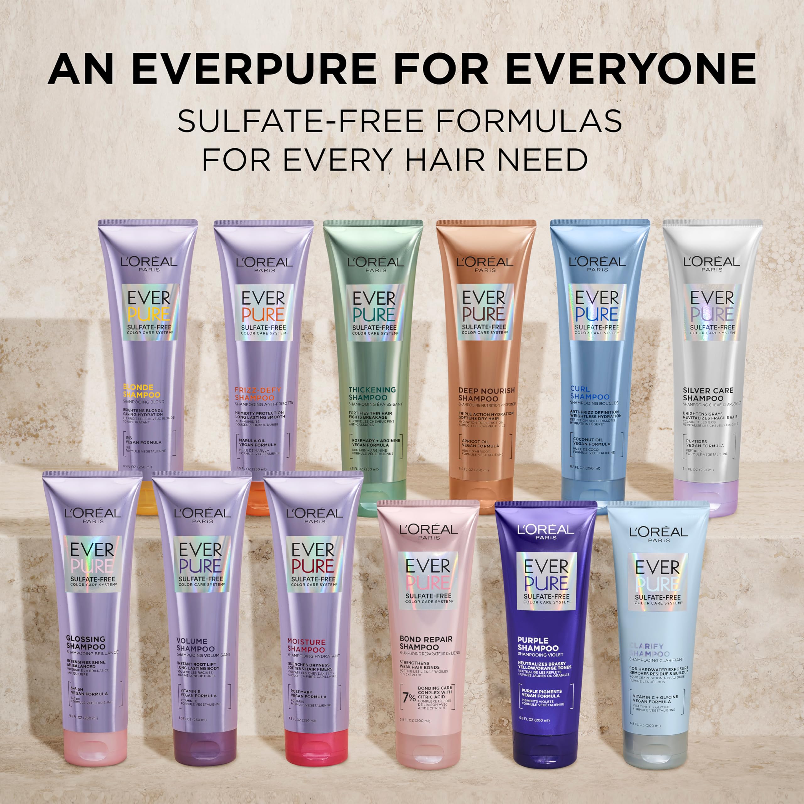 L'Oreal Paris EverPure Sulfate Free Simply Clean Shampoo - Hydrating Hair Care with Rosemary Essential Oils, 8.5 Fl Oz - Gentle Daily Cleansing for Color Treated & Dry Hair