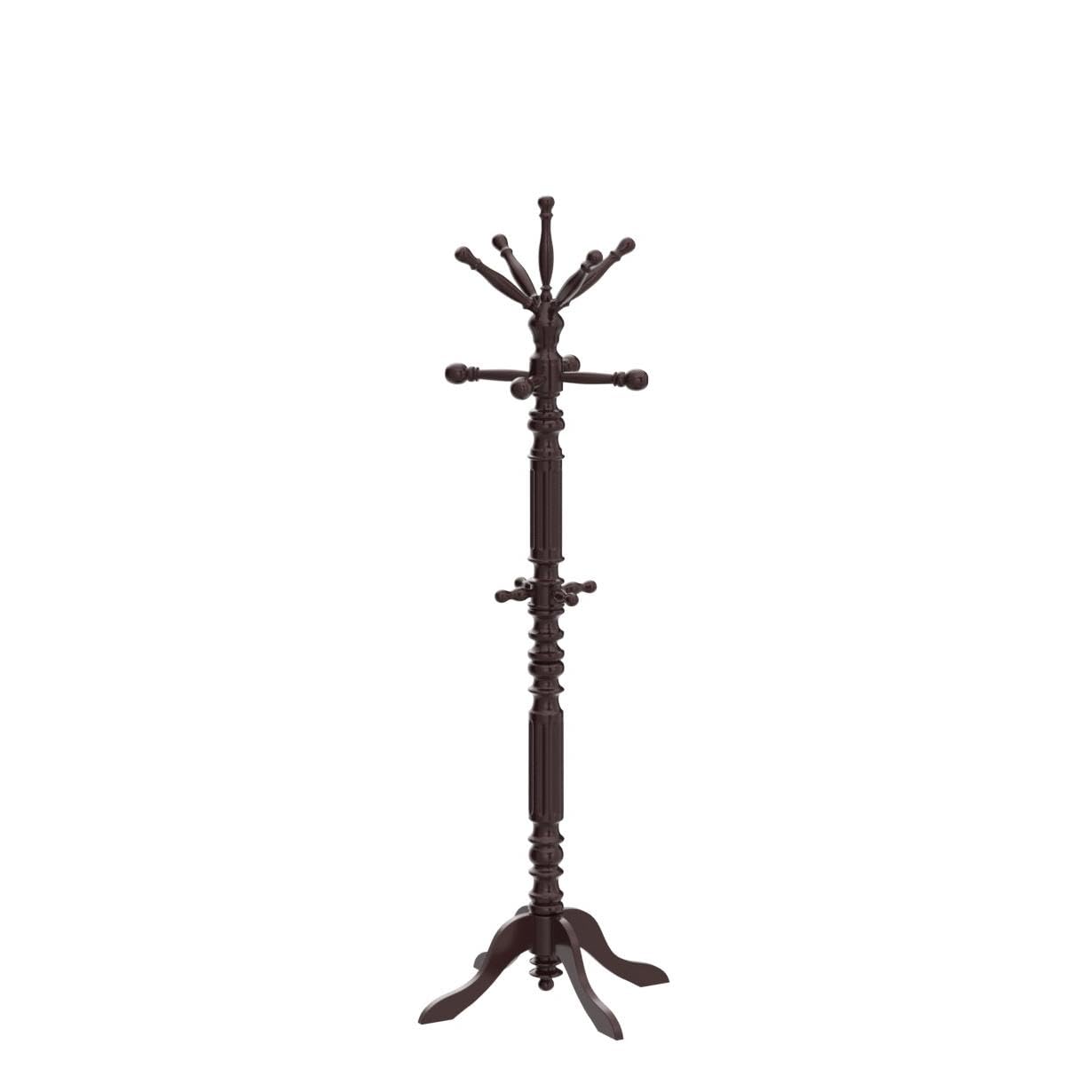 Frenchi Furniture Coat Rack - Cherry Wood Entryway Organizer with Hooks for Hats, Coats & Bags - Perfect for Hallway, Bedroom or Office Storage