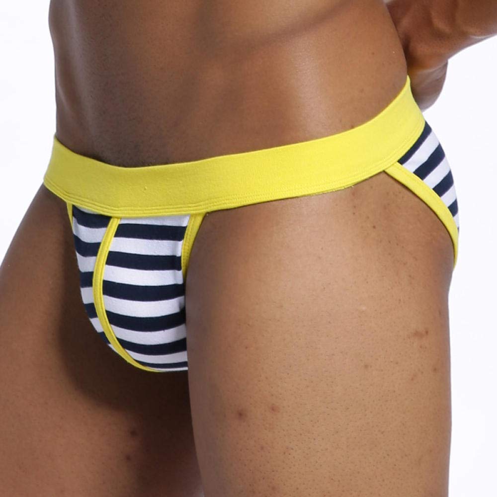 XFYS Men's Sexy Striped Underwear Briefs - Comfortable & Breathable Gay Underwear for Men - Yellow_M | Perfect for Daily Wear, Gym, Sleep & Special Occasions