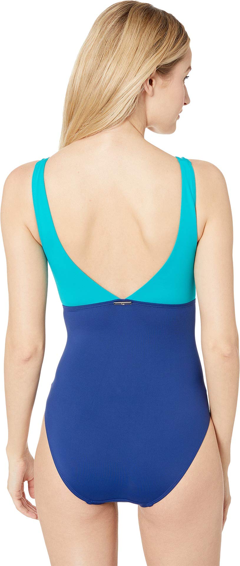LAUREN RALPH LAUREN Women's Slimming Color Block One Piece Swimsuit - Sapphire & Jade LR9GB03 | Beachwear, Pool Party, Vacation Swimwear for Women