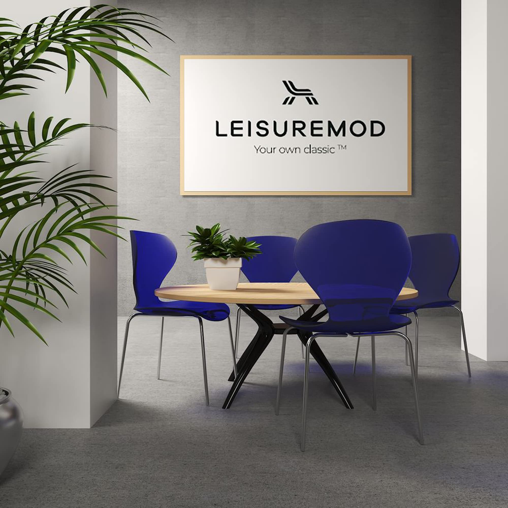 LeisureMod Modern Indoor/Outdoor Transparent Blue Acrylic Side Chair - Contemporary Home Decor for Living Room, Patio & Garden