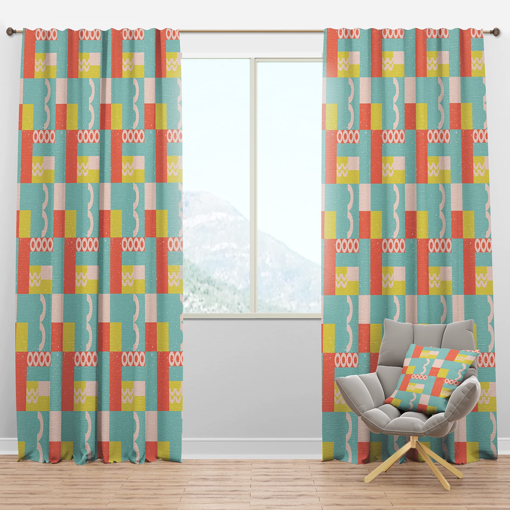 DesignQ Blackout Curtains - Retro Abstract Design III - Thermal Insulated Bedroom & Living Room Curtains - Single Panel 52x120 Inches - Perfect for Light Blocking, Privacy & Energy Efficiency