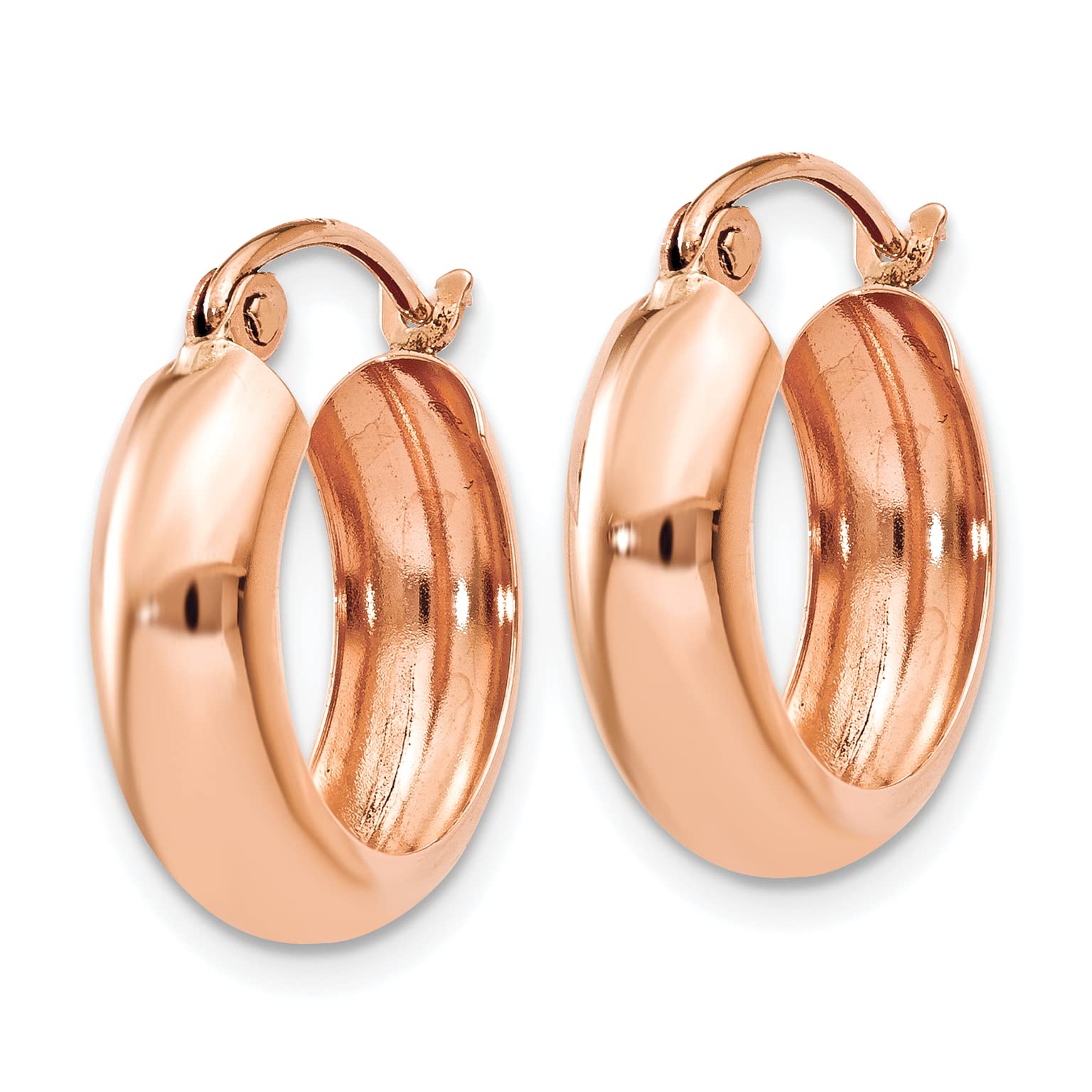 14K Rose Gold Small Hoop Earrings for Women - 15mm Polished Circle Huggie Earrings - Perfect for Everyday Wear, Gifts & Special Occasions