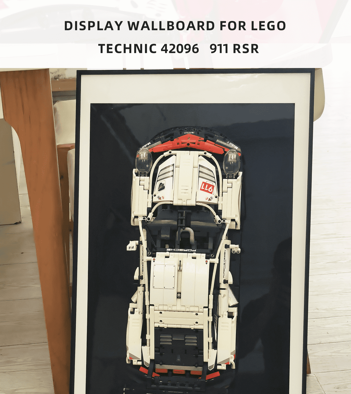 LEGO 42096 Technic Porsche 911 RSR Wall Mount Display Stand - Perfect for Showcasing Your LEGO Car Collection in Bedroom, Office or Game Room