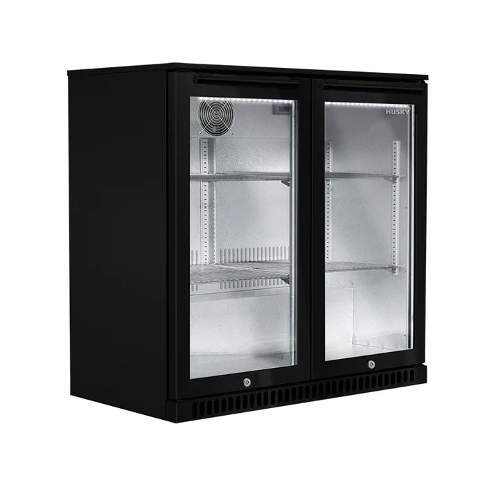 Husky 190L Anti-Condensation Glass Door Outdoor Drinks Refrigerator Black - Perfect for Backyard Parties, BBQ Gatherings & Alfresco Dining