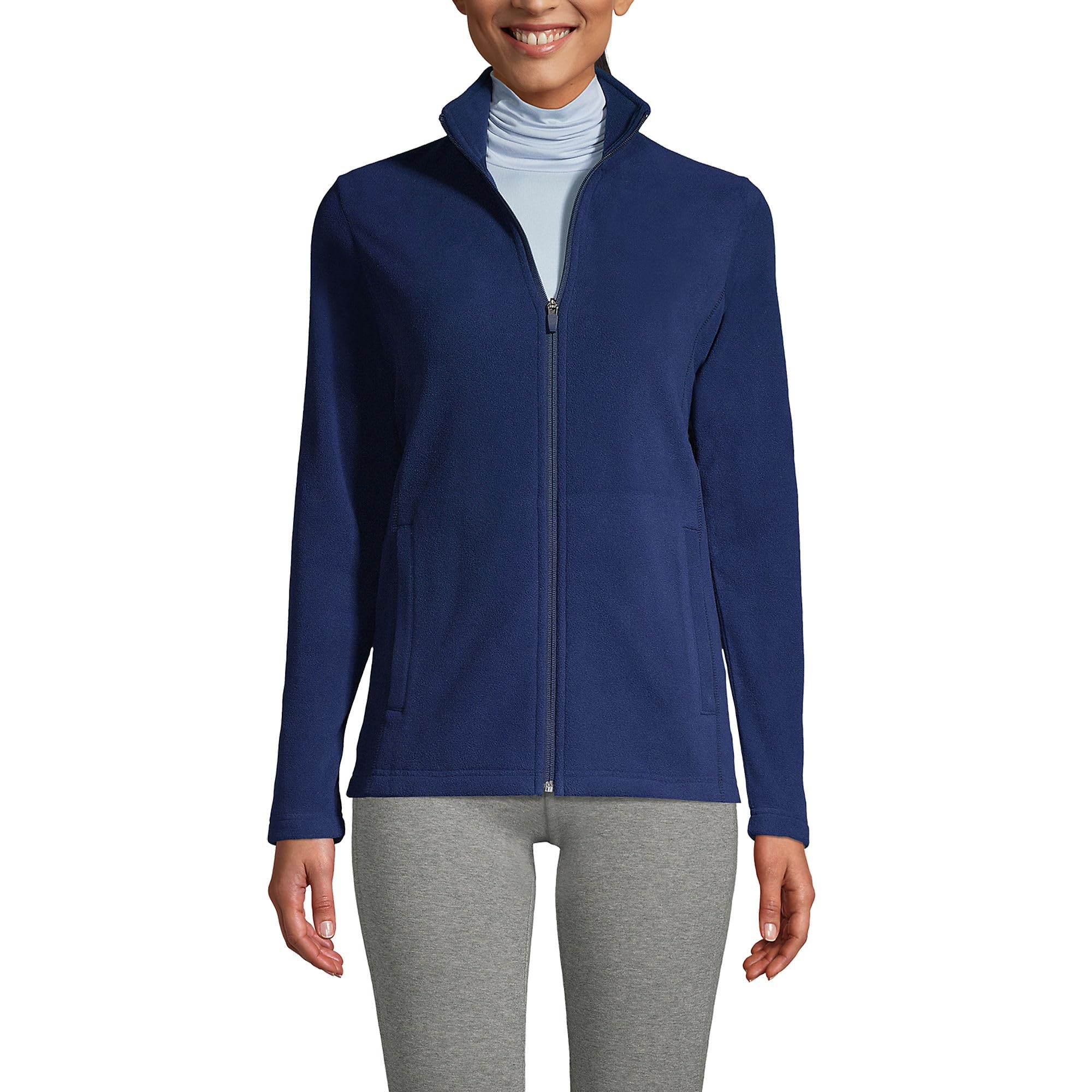 Lands' End Women's Fleece Full Zip Jacket - Soft & Warm Winter Outerwear for Casual Wear, Hiking & Outdoor Activities