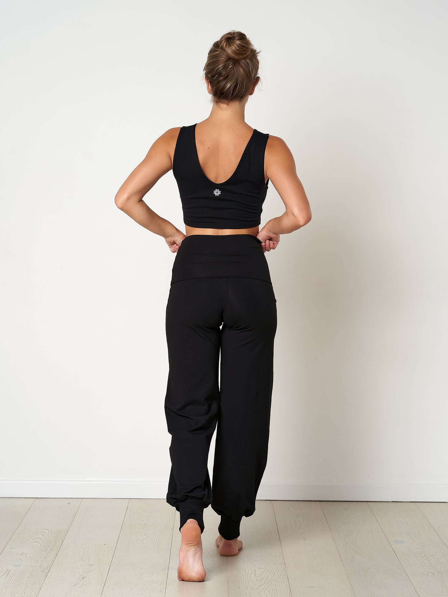 Gossypium Aspire Harem Pants for Women - Comfortable Black Cotton Lounge Pants for Yoga, Meditation, and Home Relaxation