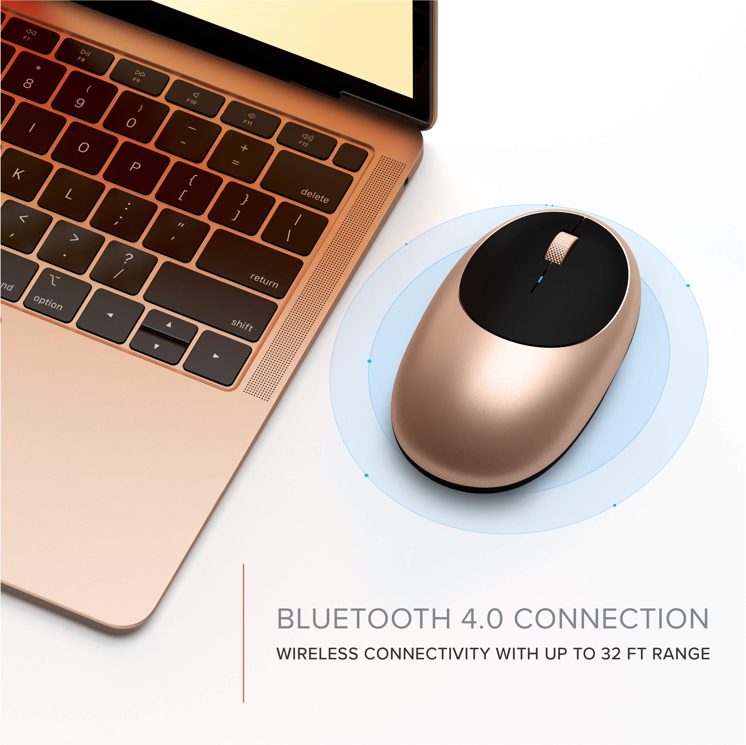 Satechi Wireless Bluetooth Mouse for MacBook Pro M1/M2 - Rechargeable USB-C Mouse for MacBook Air, iMac, Mac Mini, iPad Pro & More - Gold - Perfect for Office Work, Home Use & Travel