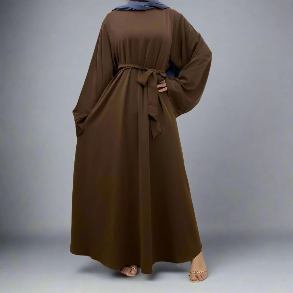 14 Color Options Nida Solid Color Abaya Dress for Middle Eastern Arab Women - Modest Islamic Clothing for Prayer, Daily Wear & Special Occasions