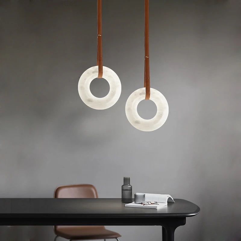 Spanish Marble Ring Chandelier - Elegant Crystal Lustre Lighting Fixture for Dining Room, Living Room, and Bedroom Decor