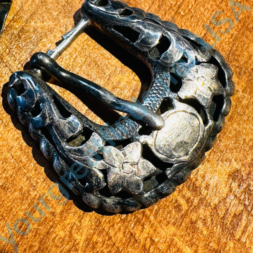 Vintage Mexican Sterling Silver Ranger Buckle & Guide - Handcrafted Western Style Belt Buckle for Cowboy, Rodeo & Outdoor Enthusiasts - Perfect for Western Fashion, Gift Giving & Collectors
