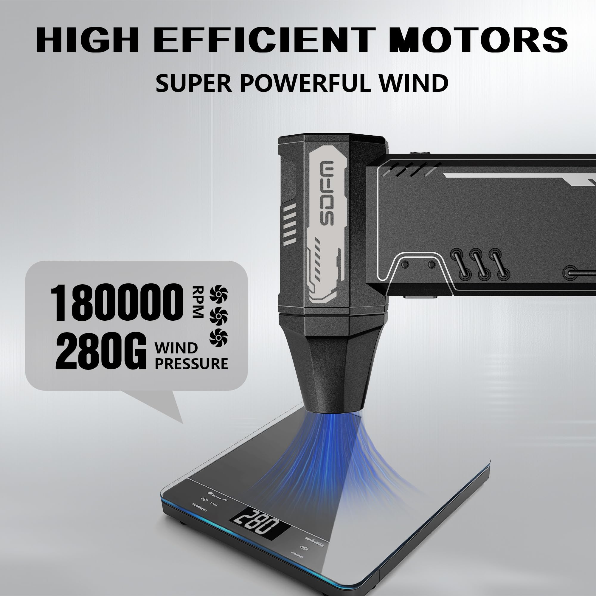 SDFM Electric Air Duster - 180,000 RPM High-Speed Compressed Air Blower with Brushless Motor, 3-Speed Adjustable - Perfect for Keyboard Cleaning, PC Maintenance, Car Detailing, Air Bed Inflation & Home Dusting (Black, Model X15) | Ideal for Electronics, Office Equipment & Household Cleaning Tasks