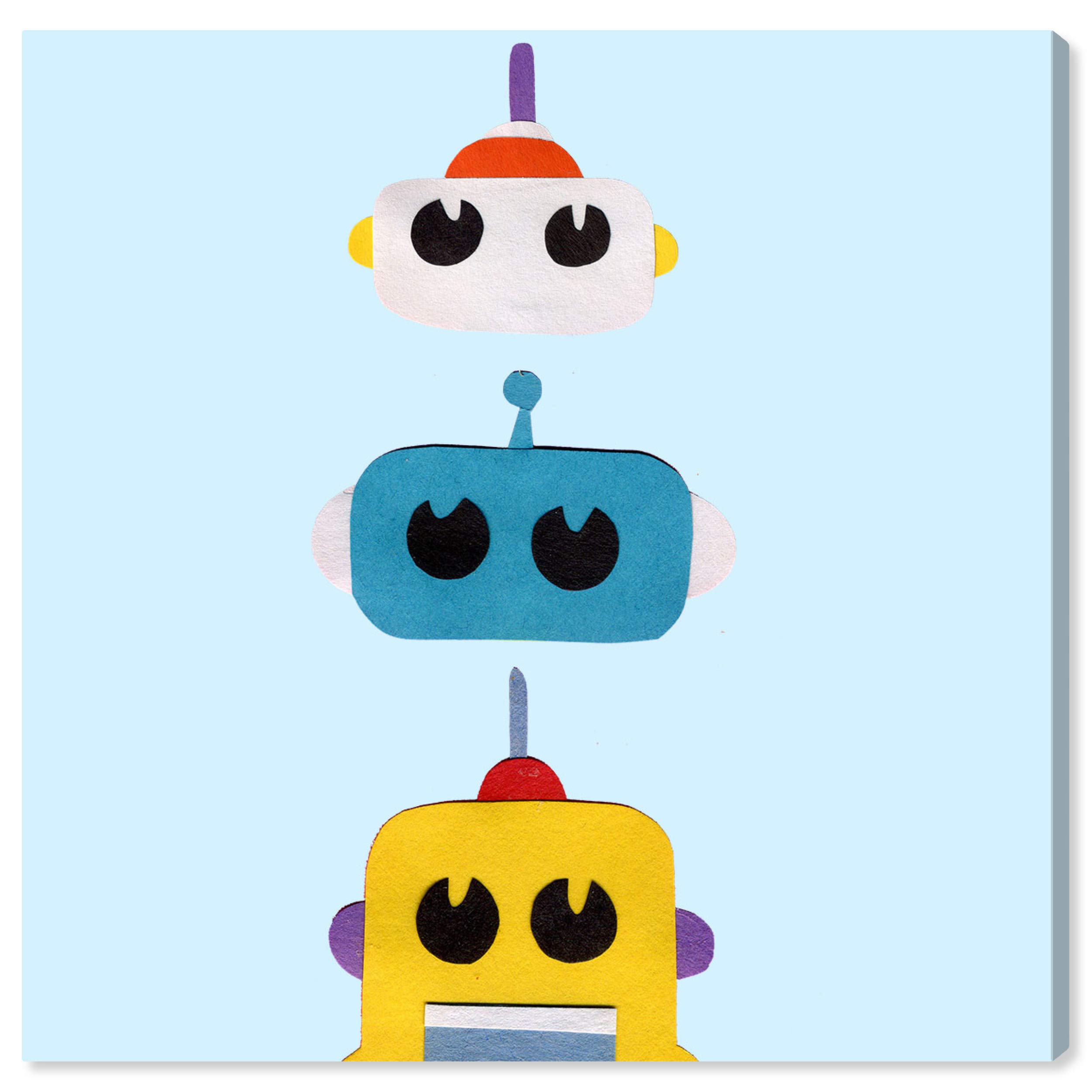 Oliver Gal Artist Co. Sci-Fi Wall Art Canvas Prints - 'Best Friends' Kids Room Decor 24x24 Inches - Blue & Yellow Space Themed Nursery Art - Perfect for Children's Bedroom, Playroom & Teen Space Decor