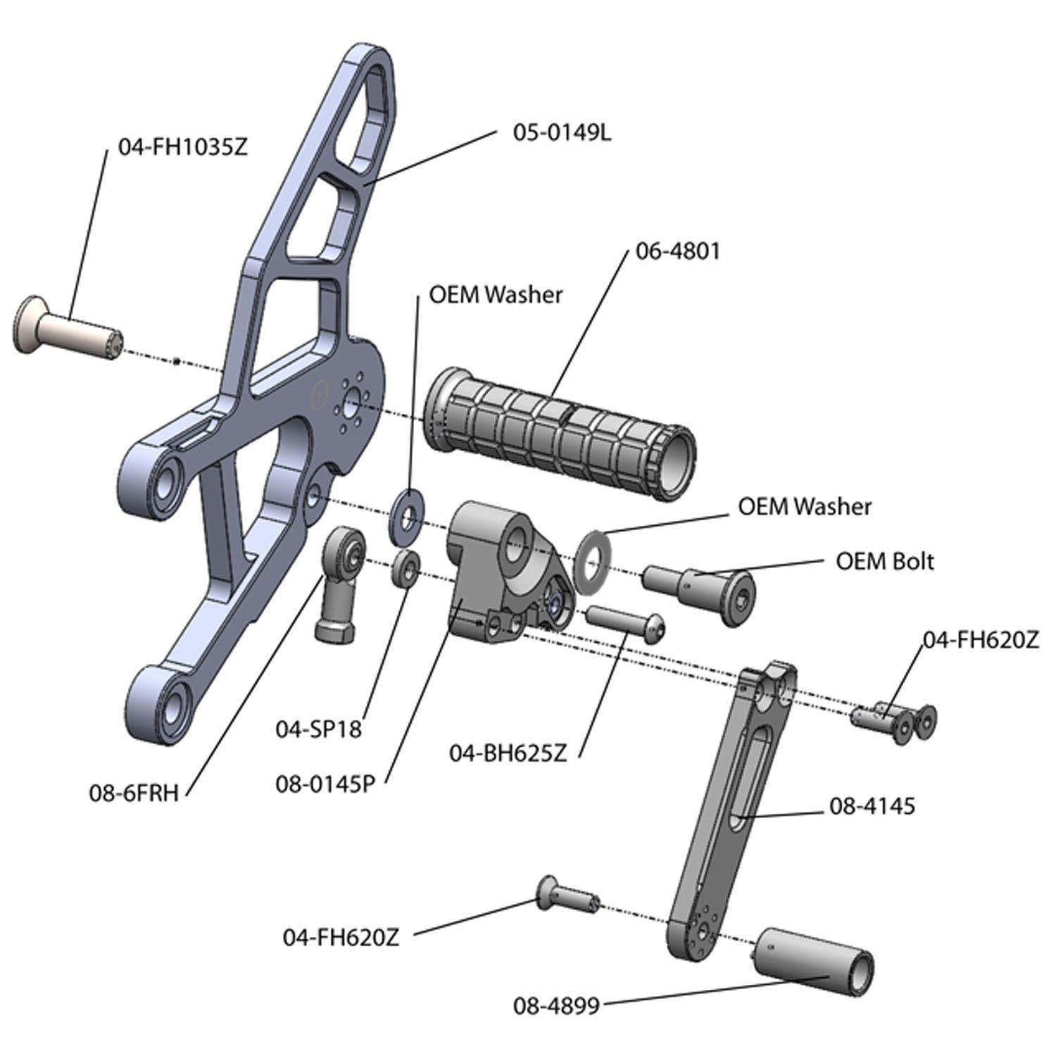 2013-2018 Kawasaki ZX636 Complete Rearset Footpeg Kit - Standard/GP Shift - Motorcycle Racing & Track Day Upgrade - Perfect for Kawasaki ZX6R 636 Models