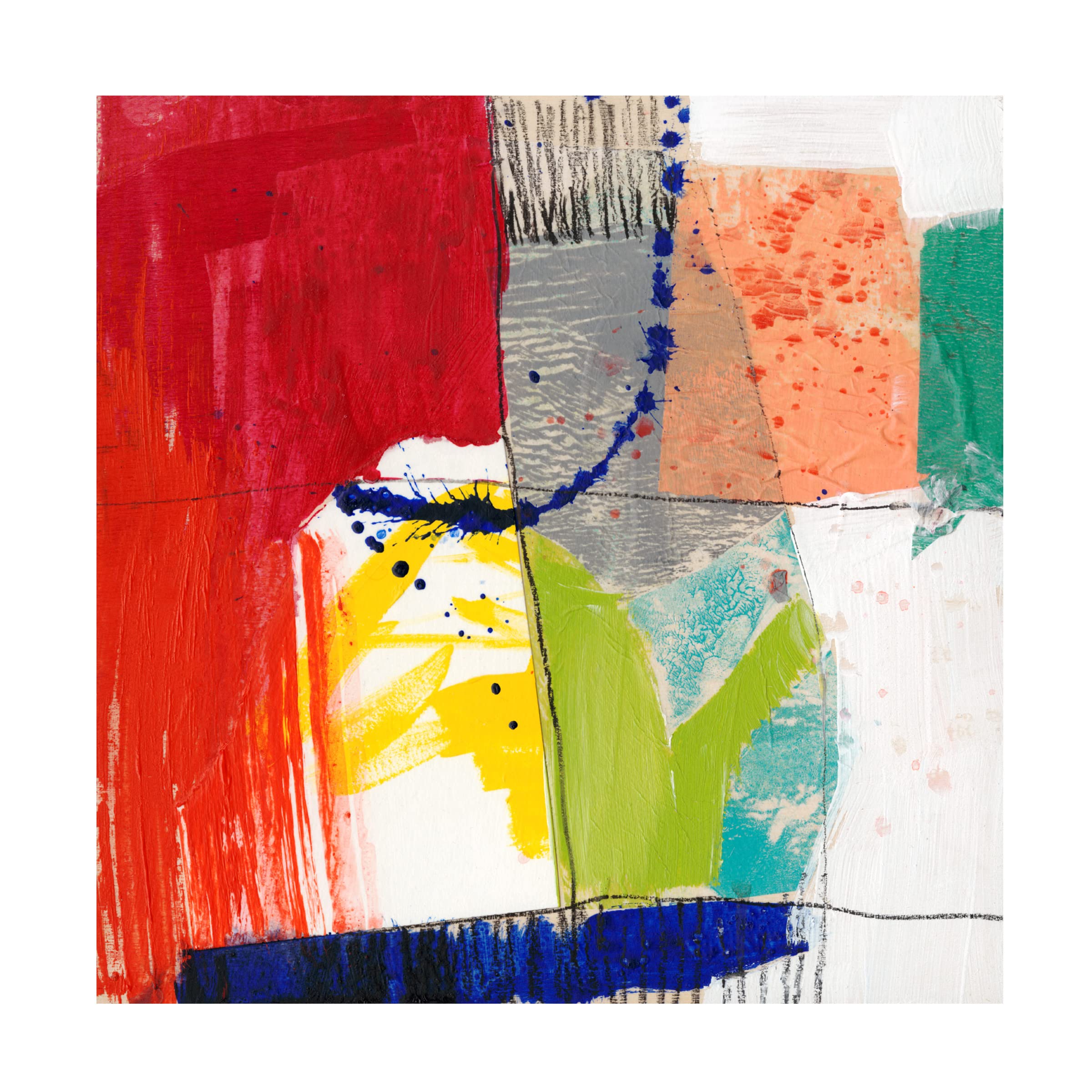 Bright Composition I Canvas Art by Jennifer Goldberger - Modern Abstract Wall Decor for Living Room, Bedroom & Office - Framed Fine Art Print for Home & Commercial Spaces