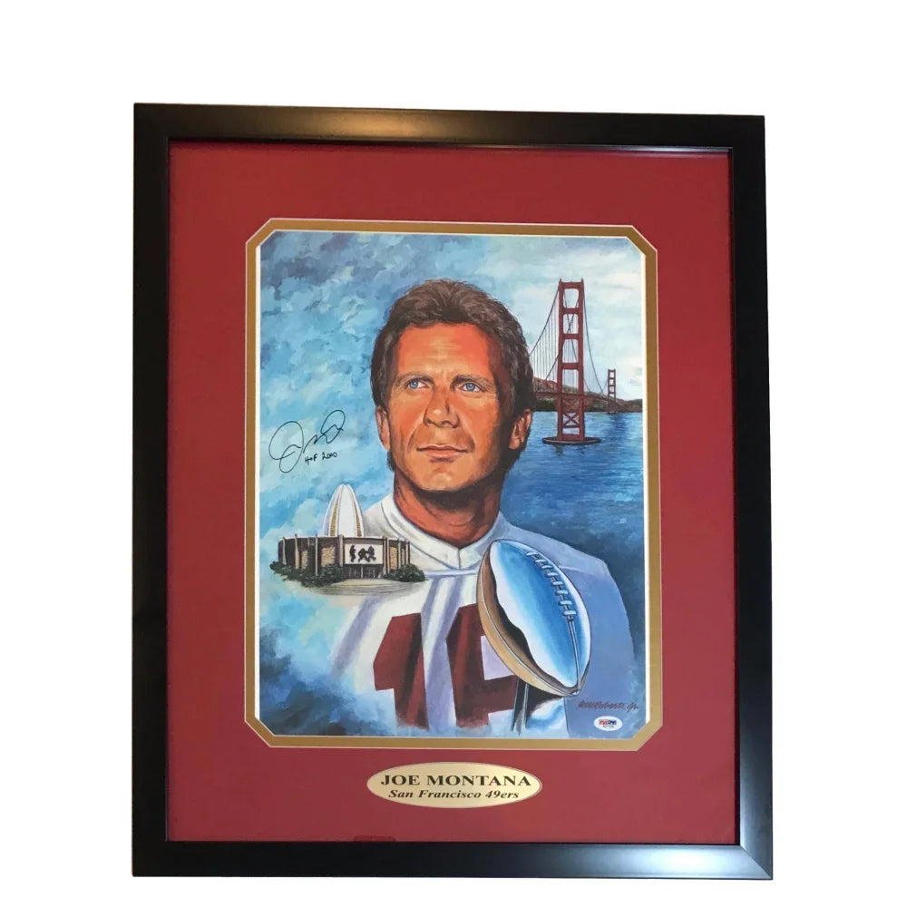 Authentic Joe Montana Signed 16x20 Photo Framed with PSA/DNA COA - San Francisco 49ers Memorabilia - Perfect for Sports Collectors, Man Cave Decor & Football Fan Gifts