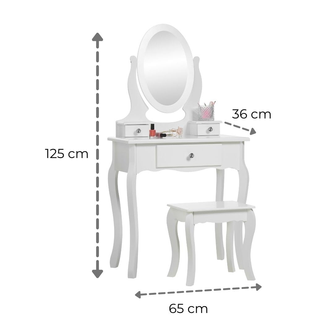 Girl's Wooden Makeup Vanity Set with Stool & Mirror - Birthday Gift for Ages 8-13, Perfect for Bedroom Decor