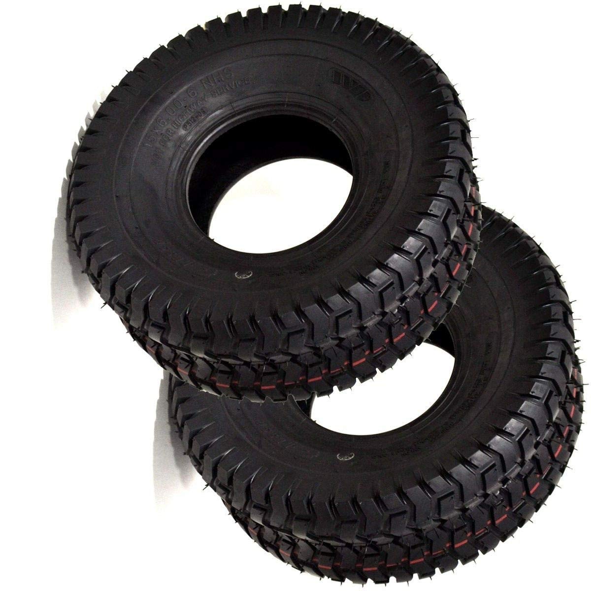 (2PK) 15x6x6 Turf Tires for John Deere Lawn Mowers - Compatible with L100, L105, L110 Models - Perfect for Front Tires Replacement & Lawn Maintenance