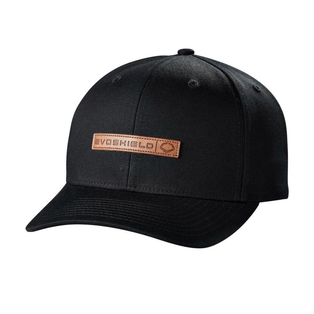 Evoshield Mocha Leather Patch Loopback Black Baseball Cap - Stylish Unisex Hat for Sports, Casual Wear & Outdoor Activities