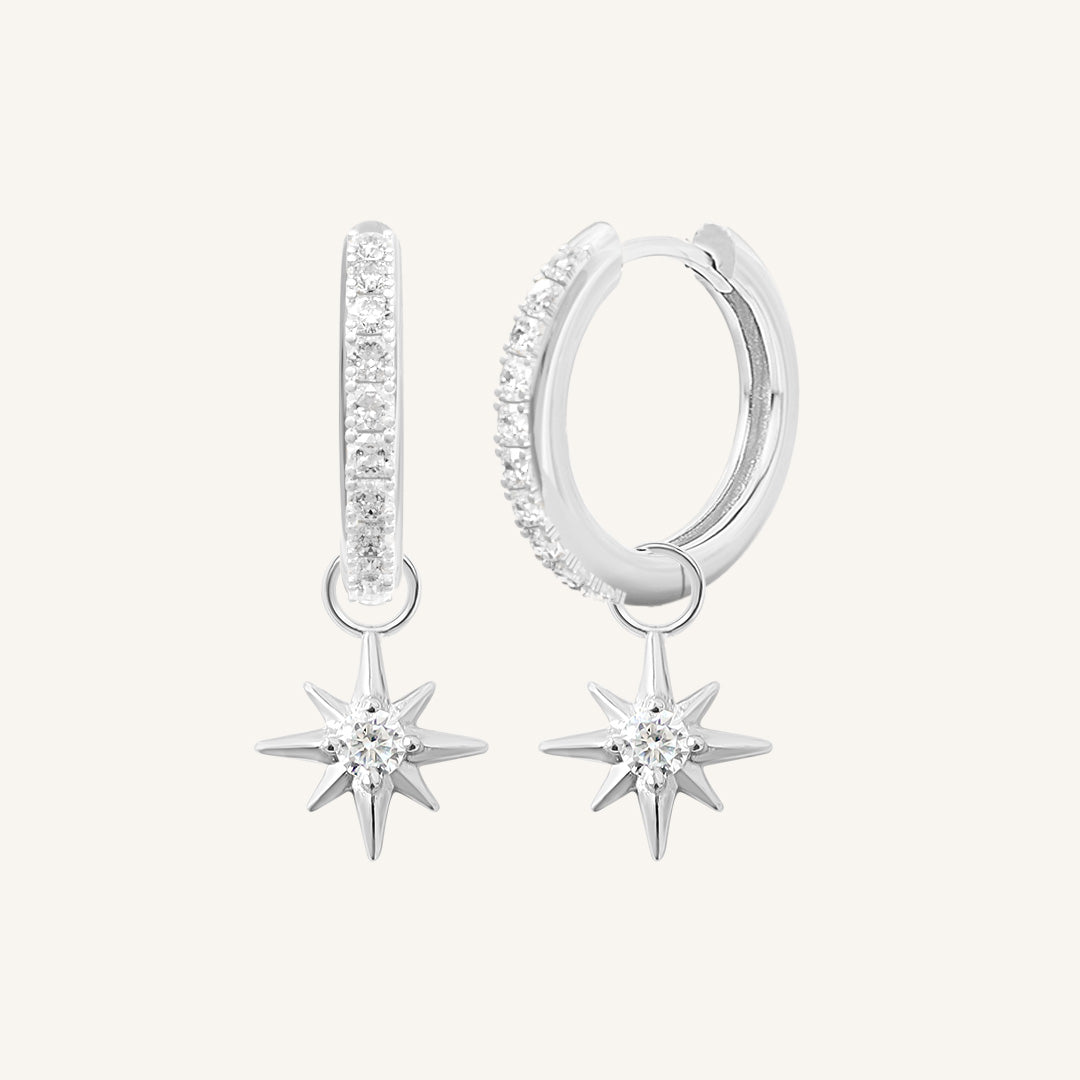 Contentment Star Crystal Hoops Earrings for Women - Elegant Sparkling Rhinestone Dangle Earrings for Party, Wedding & Everyday Wear