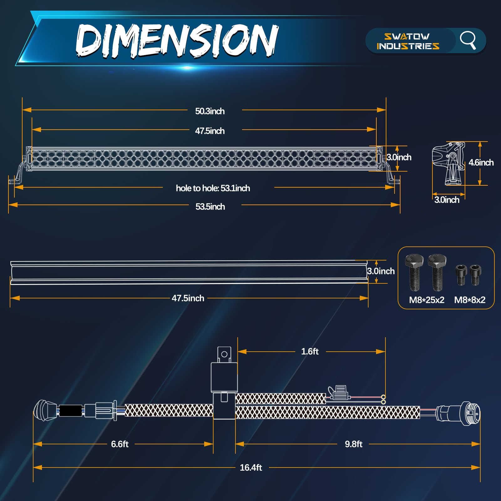 50 Inch Triple Row LED Light Bar with 30 Inch Single Row Light Bar - High Power Off-Road Lighting for Trucks, Jeeps & ATVs - Perfect for Night Driving, Camping & Outdoor Adventures