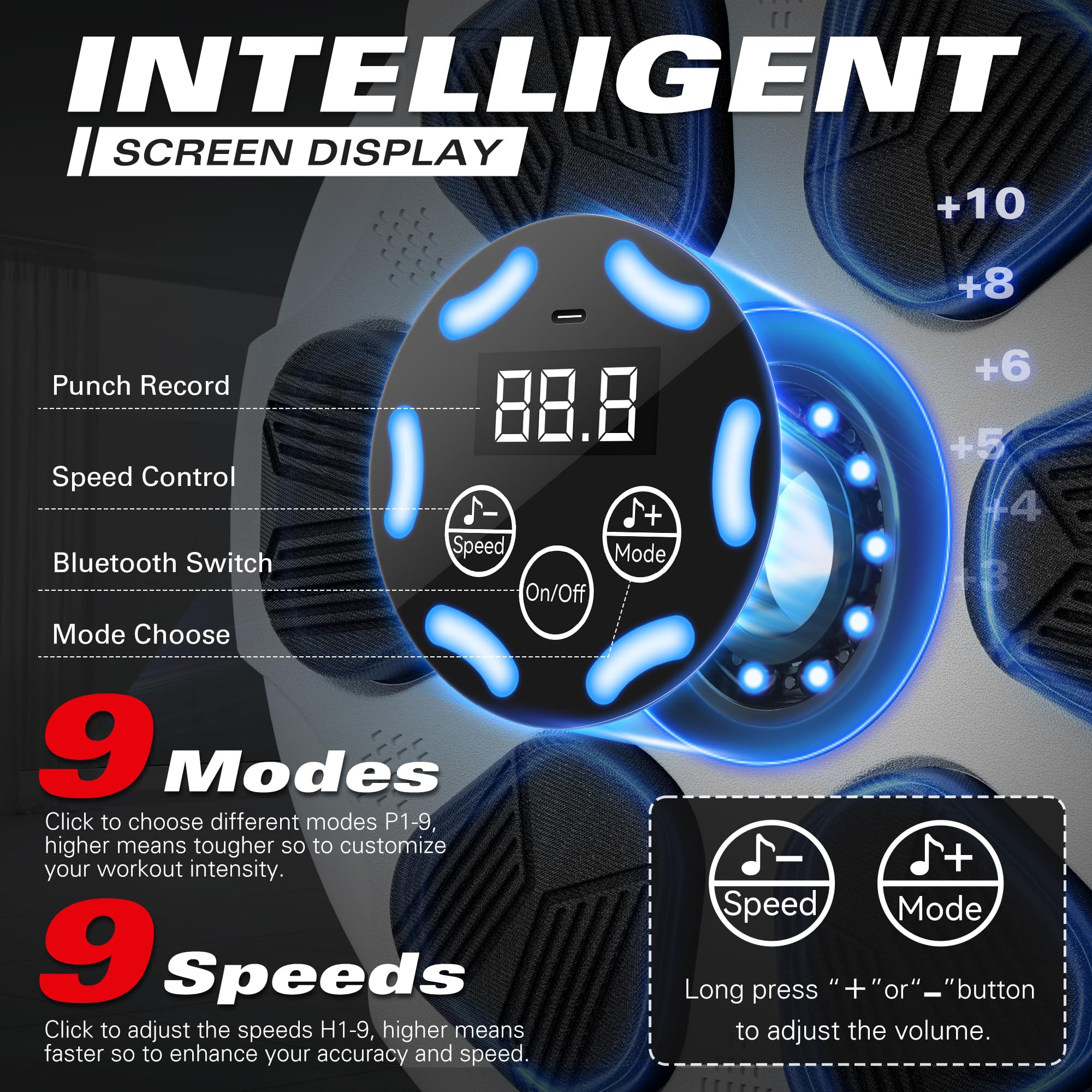 Smart Bluetooth Boxing Machine - Electronic Punching Training Equipment with Gloves for Adults & Kids | Wall Mounted Home Gym Fitness Trainer for Boxing Workouts & Music Training