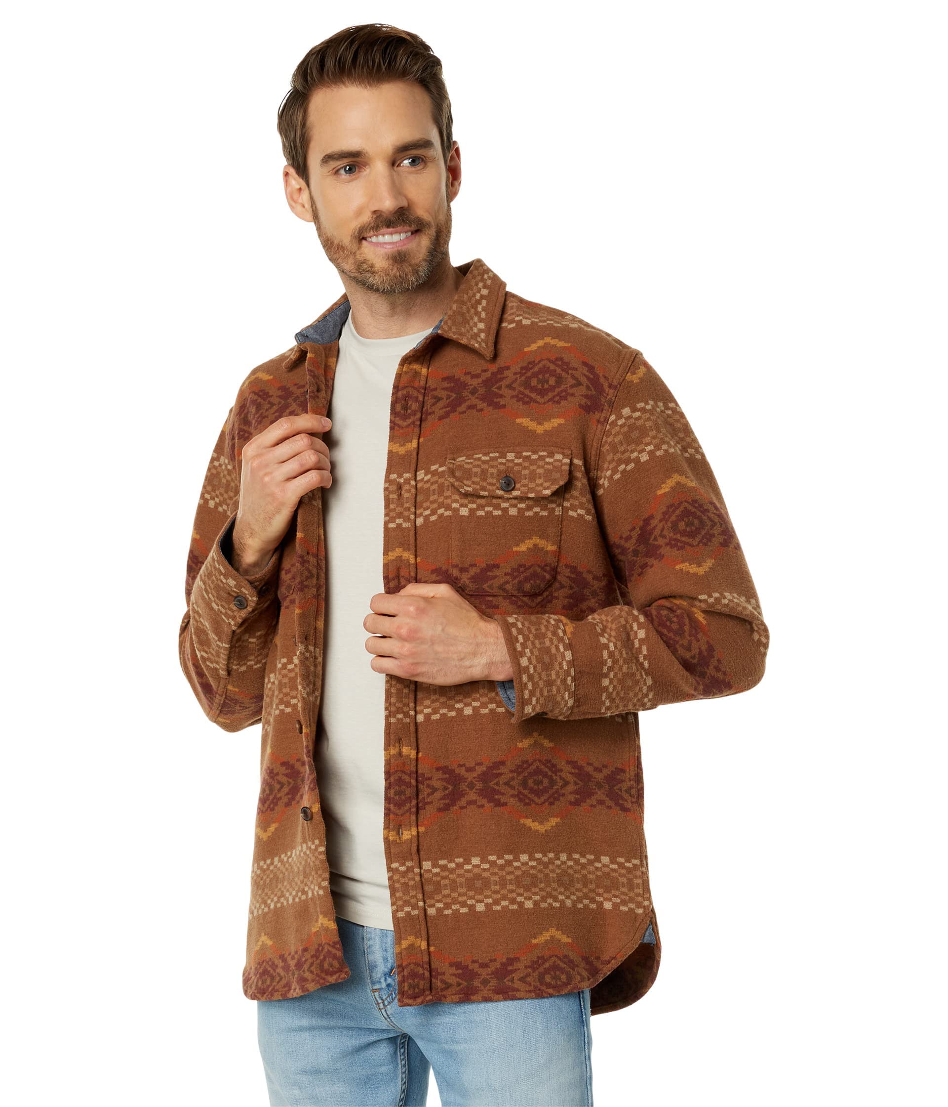 Pendleton Men's Long Sleeve Flannel Shirt - Soft Plaid Cotton Button-Up for Outdoor Adventures & Casual Wear