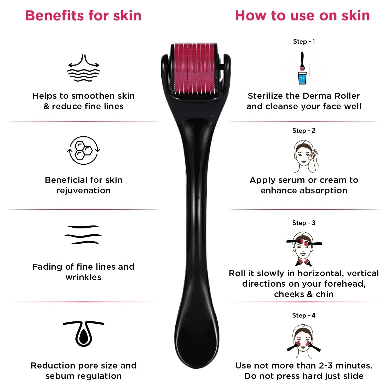 ELIIOUS Derma Roller with 540 Titanium Alloy Micro Needles - Hair Growth Treatment for Men & Women | Stimulates Hair Follicles, Reduces Hair Loss | Safe & Effective Beard & Scalp Care | Perfect for At-Home Hair Regrowth Therapy & Skin Rejuvenation