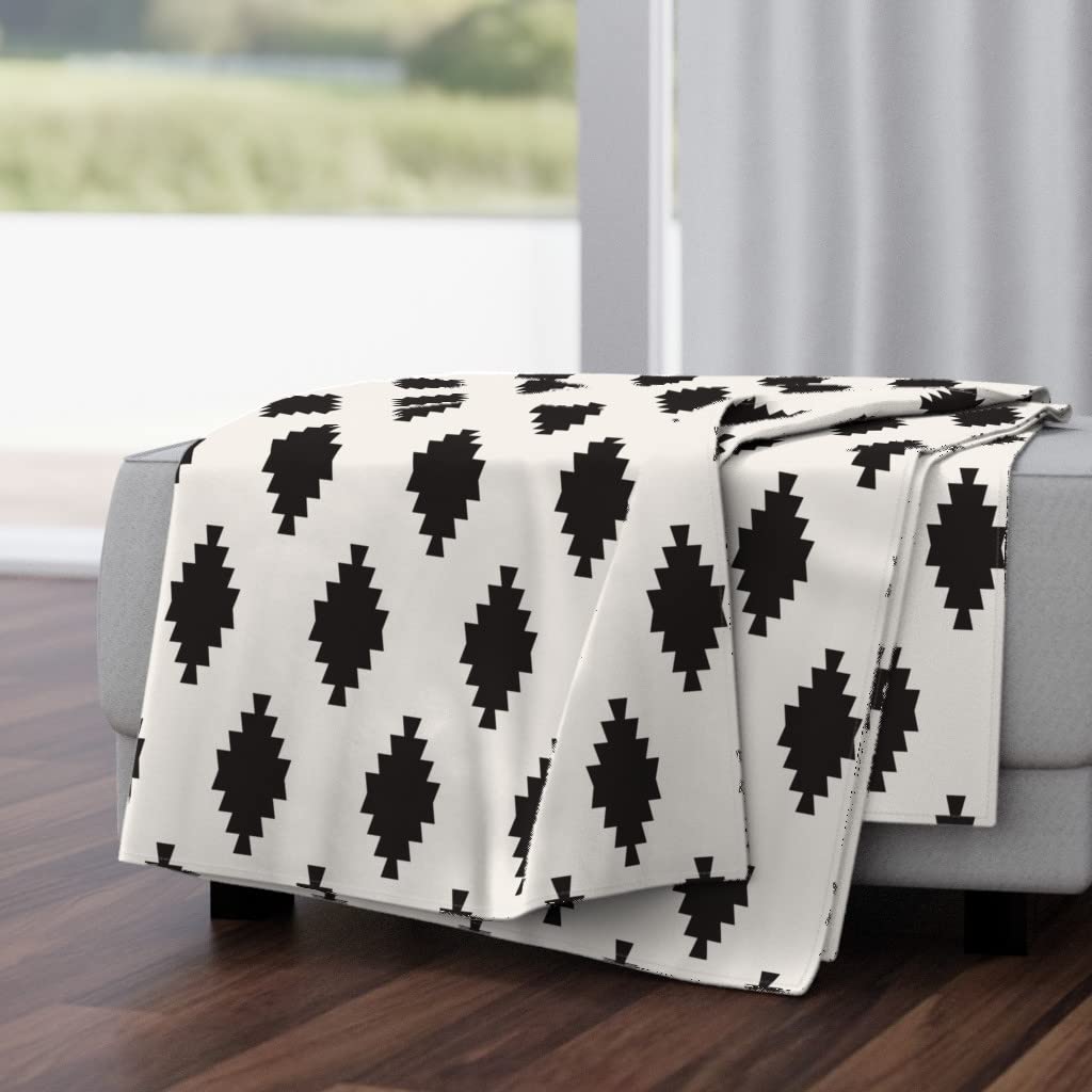 Soft Plush Minky Throw Blanket 50x70 Inches - Modern Boho Geometric Tile Print Blanket for Couch, Bed & Nursery | Cozy Home Decor Gift